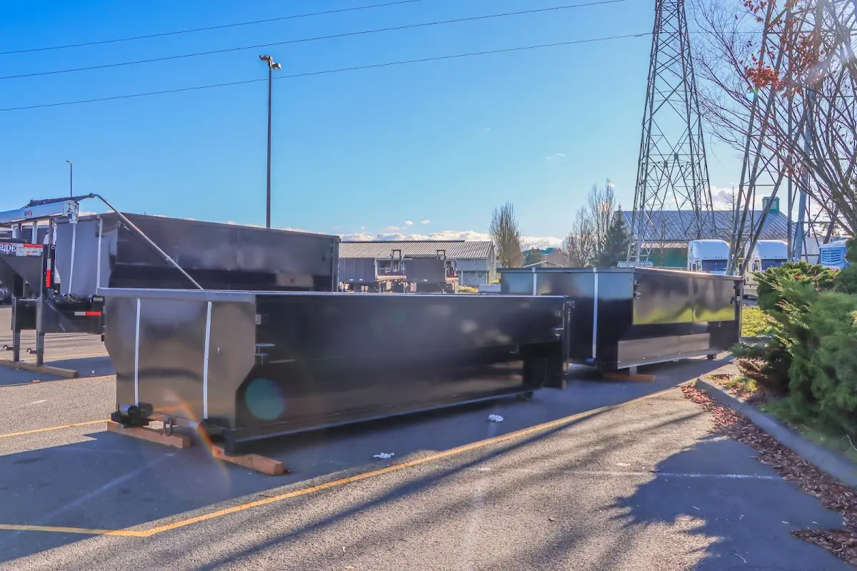Roll-off dumpster ready for waste disposal at job site for Construction Dumpster Rental in Yorkshire